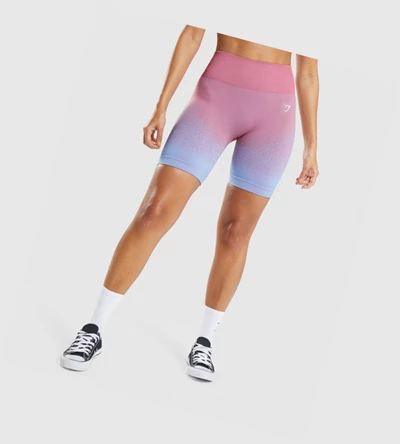 Bermudas Gymshark Adapt Ombre Seamless Cycling Mujer Rosas Rosas Azules Claro | STGVDBI-75