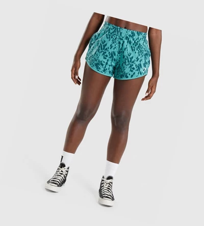 Bermudas Gymshark Animal Estampados Mujer Turquesa | HUDYWMS-93