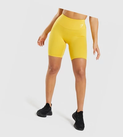 Bermudas Gymshark Entrenamiento Cycling Mujer Amarillos | CWZVXKF-63