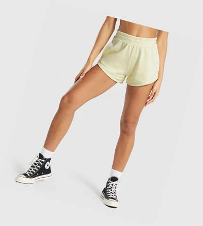 Bermudas Gymshark Entrenamiento Sweat Mujer Amarillos | SIOQLBC-41