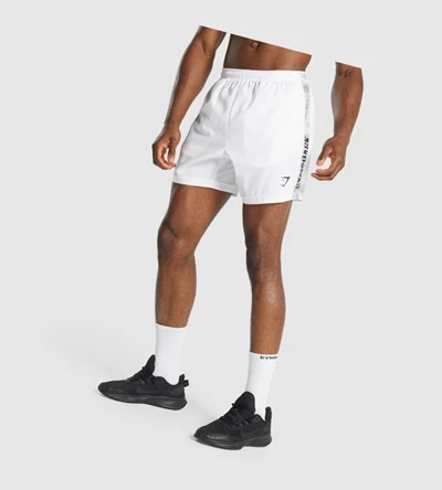 Bermudas Gymshark Estampados Deporte Hombre Blancos | BMERFXS-12