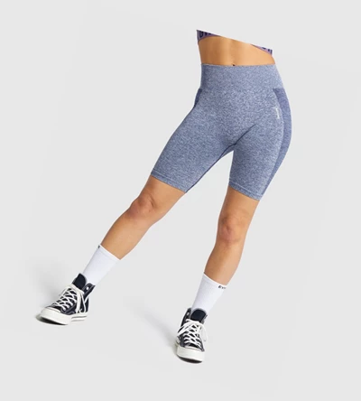 Bermudas Gymshark Flex Cycling Mujer Azul Marino Grises Claro | QHXAMSI-62