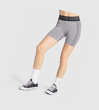 Bermudas Gymshark Flex Mujer Grises Negros | GOXDZVU-37