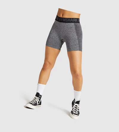 Bermudas Gymshark Flex Mujer Negros Grises | URWNZKC-29