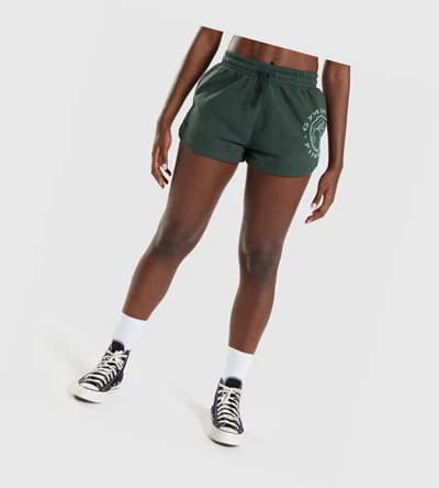 Bermudas Gymshark Legacy Estampados Mujer Verdes Oscuro | XPDQUKR-50