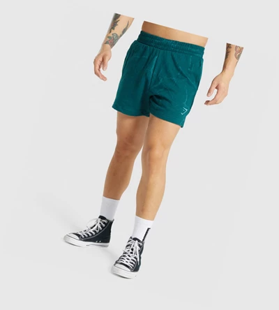 Bermudas Gymshark Power 5" Hombre Turquesa | WNQSFDK-91