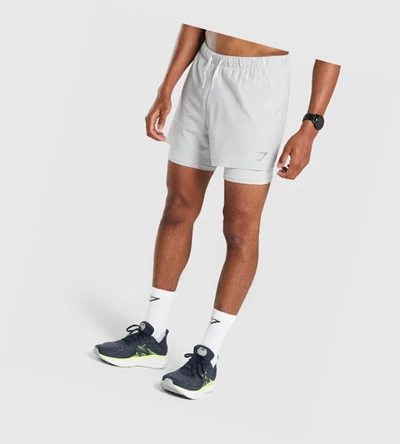 Bermudas Gymshark Speed 5" 2 In 1 Hombre Grises Claro | HFPMBQU-12