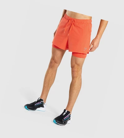 Bermudas Gymshark Speed 5" 2 In 1 Hombre Naranjas | KUFSGOR-09