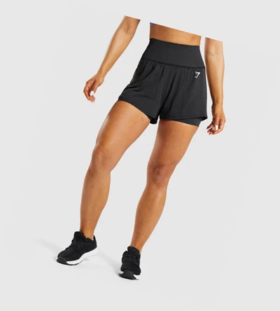 Bermudas Gymshark Vital Seamless 2.0 2-in-1 Mujer Negros | BHMPGSD-64