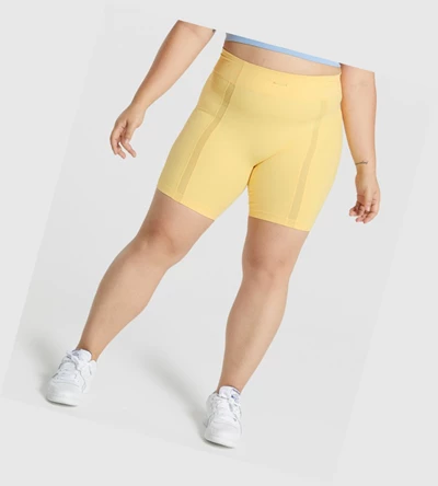 Bermudas Gymshark Whitney Mesh Mujer Amarillos | QWGIPSE-69