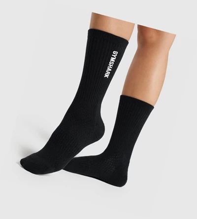 Calcetines Gymshark Embroidered Logo Hombre Negros | DQTVGRU-41