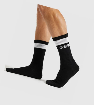 Calcetines Gymshark Premium Logo 1pk Mujer Negros | IGRBYUZ-37