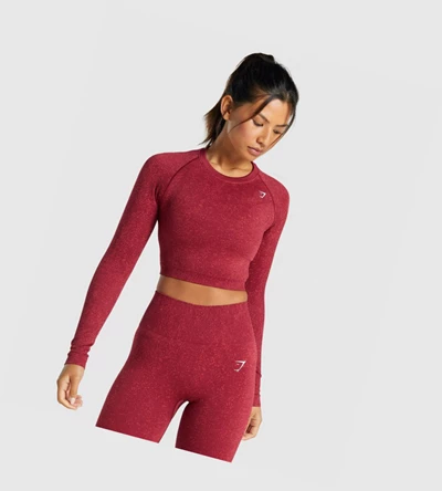 Camiseta Gymshark Adapt Fleck Seamless Crop Top Mujer Vino | CGKYARD-79