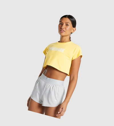 Camiseta Gymshark Animal Estampados Infill Crop Mujer Amarillos | AWRVZQJ-35