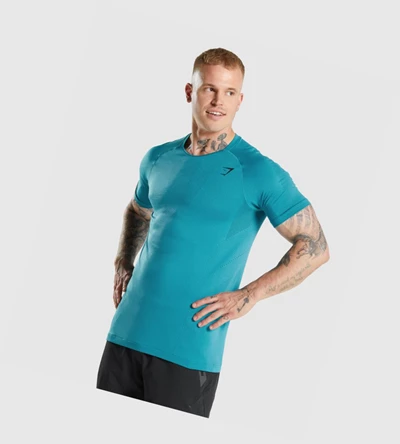 Camiseta Gymshark Apex Perform Hombre Azules | IKDJTSR-01