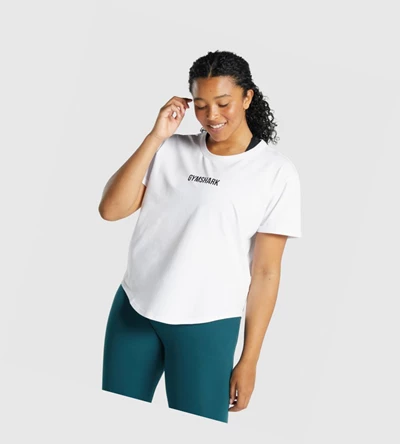 Camiseta Gymshark Apollo Estampados Mujer Blancos | UISFBYM-63