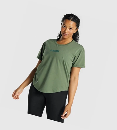 Camiseta Gymshark Apollo Estampados Mujer Verdes | YSZOHTM-78