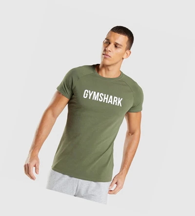 Camiseta Gymshark Apollo Hombre Verde Oliva | DCYZHNV-50