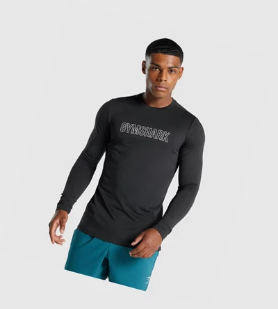 Camiseta Gymshark Arrival Estampados Hombre Negros | QFNUMKL-15