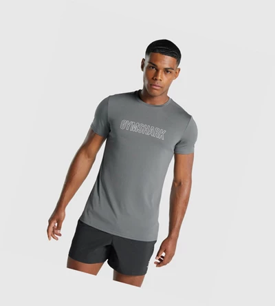 Camiseta Gymshark Arrival Estampados Hombre Grises | TOHYJSW-56