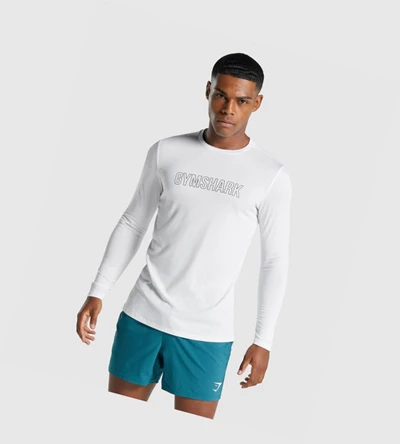 Camiseta Gymshark Arrival Estampados Hombre Blancos | ZBVFWHY-58