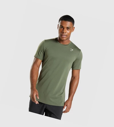 Camiseta Gymshark Arrival Hombre Verde Oliva | KINJOUM-07