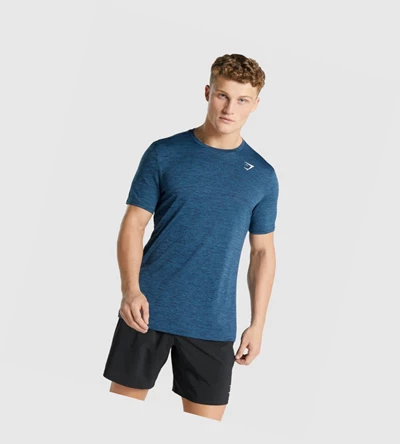 Camiseta Gymshark Arrival Marl Hombre Azul Marino | OAWQYJI-81