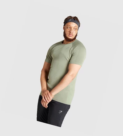 Camiseta Gymshark Aspect Ligeros Seamless Hombre Verdes Claro | KYNCTOF-98