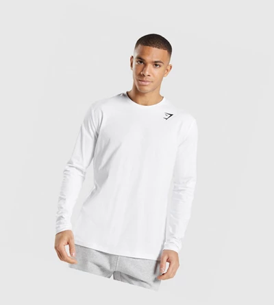 Camiseta Gymshark Crest Hombre Blancos | DMFCOWL-74