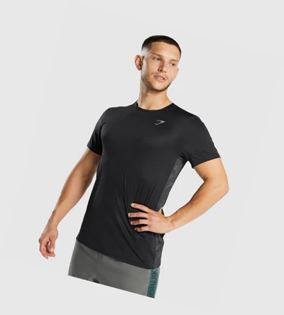 Camiseta Gymshark Deporte Hombre Negros | HYZCBND-81