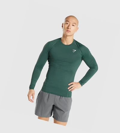 Camiseta Gymshark Element Baselayer Hombre Verdes Oscuro | ANKBHZM-85