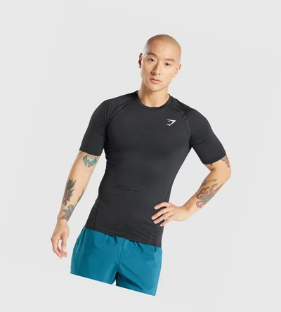 Camiseta Gymshark Element Baselayer Hombre Negros | APJGVWO-12