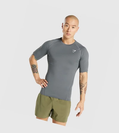 Camiseta Gymshark Element Baselayer Hombre Grises | IEABXFO-38