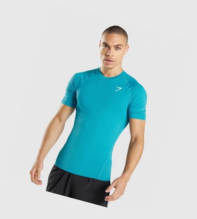 Camiseta Gymshark Element Baselayer Hombre Azules | MKNQLJV-43