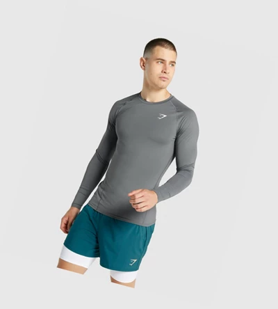 Camiseta Gymshark Element Baselayer Hombre Grises | QXIDKZO-95