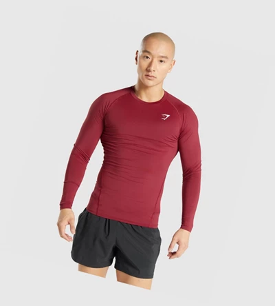 Camiseta Gymshark Element Baselayer Hombre Vino | SAJHXKP-82