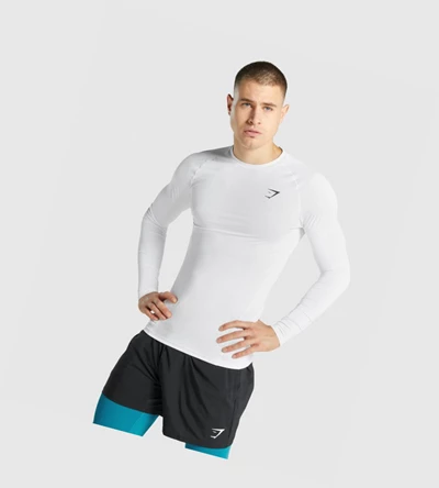 Camiseta Gymshark Element Baselayer Hombre Blancos | WGVYAPN-42