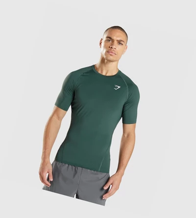 Camiseta Gymshark Element Baselayer Hombre Verdes Oscuro | YFUSZEA-39