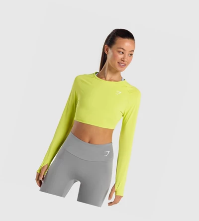 Camiseta Gymshark Entrenamiento Crop Top Mujer Amarillos | MDHZVWB-34