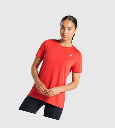 Camiseta Gymshark Entrenamiento Mujer Rojos | MFZPQIV-90