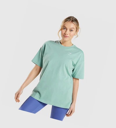 Camiseta Gymshark Entrenamiento Oversized Mujer Azules | ALMGPQS-67