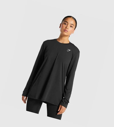 Camiseta Gymshark Entrenamiento Oversized Mujer Negros | ZFIEXJL-71