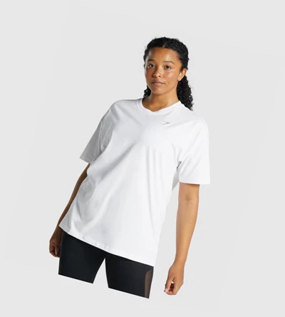 Camiseta Gymshark Entrenamiento Oversized Mujer Blancos | ZQNJFTP-61