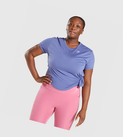 Camiseta Gymshark Essential Mujer Azules | BUCYGMT-10