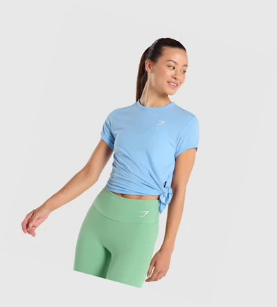 Camiseta Gymshark Essential Mujer Azules Claro | BZXARGY-63