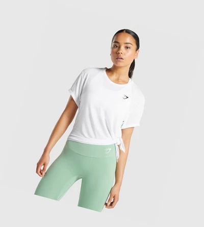 Camiseta Gymshark Essential Mujer Blancos | NBYIOLQ-04