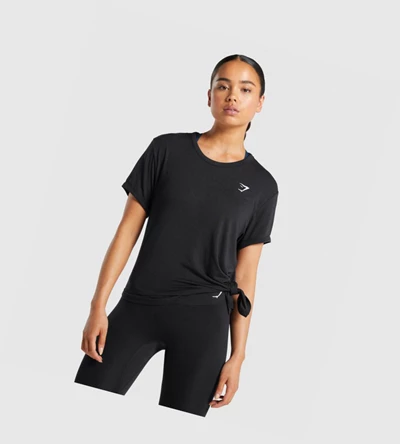 Camiseta Gymshark Essential Mujer Negros | CWHZRGI-31