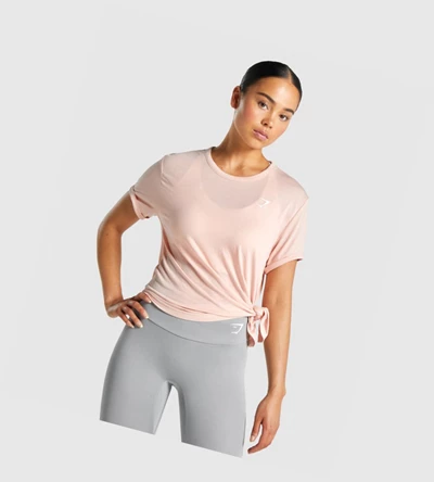 Camiseta Gymshark Essential Mujer Rosas Claro | UFMXOLC-41