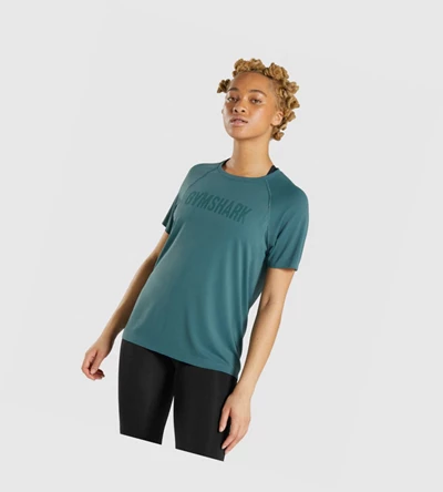 Camiseta Gymshark Fit Seamless Mujer Verdes Oscuro | IRHMGXE-40