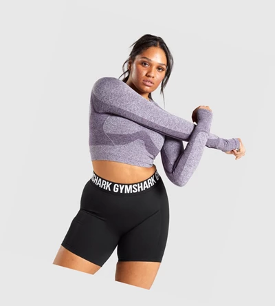 Camiseta Gymshark Flex Sports Crop Top Mujer Morados | DIXRAHB-90